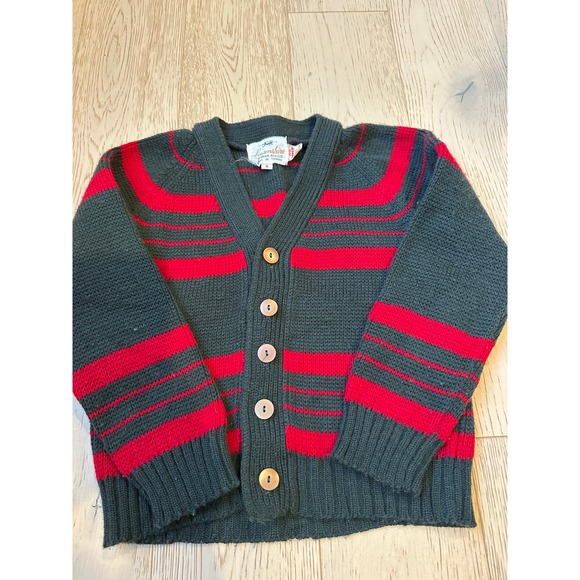 Havenshire Other - Vintage Havenshire Kids Green Red Striped Knit Cardigan Sweater Size 6